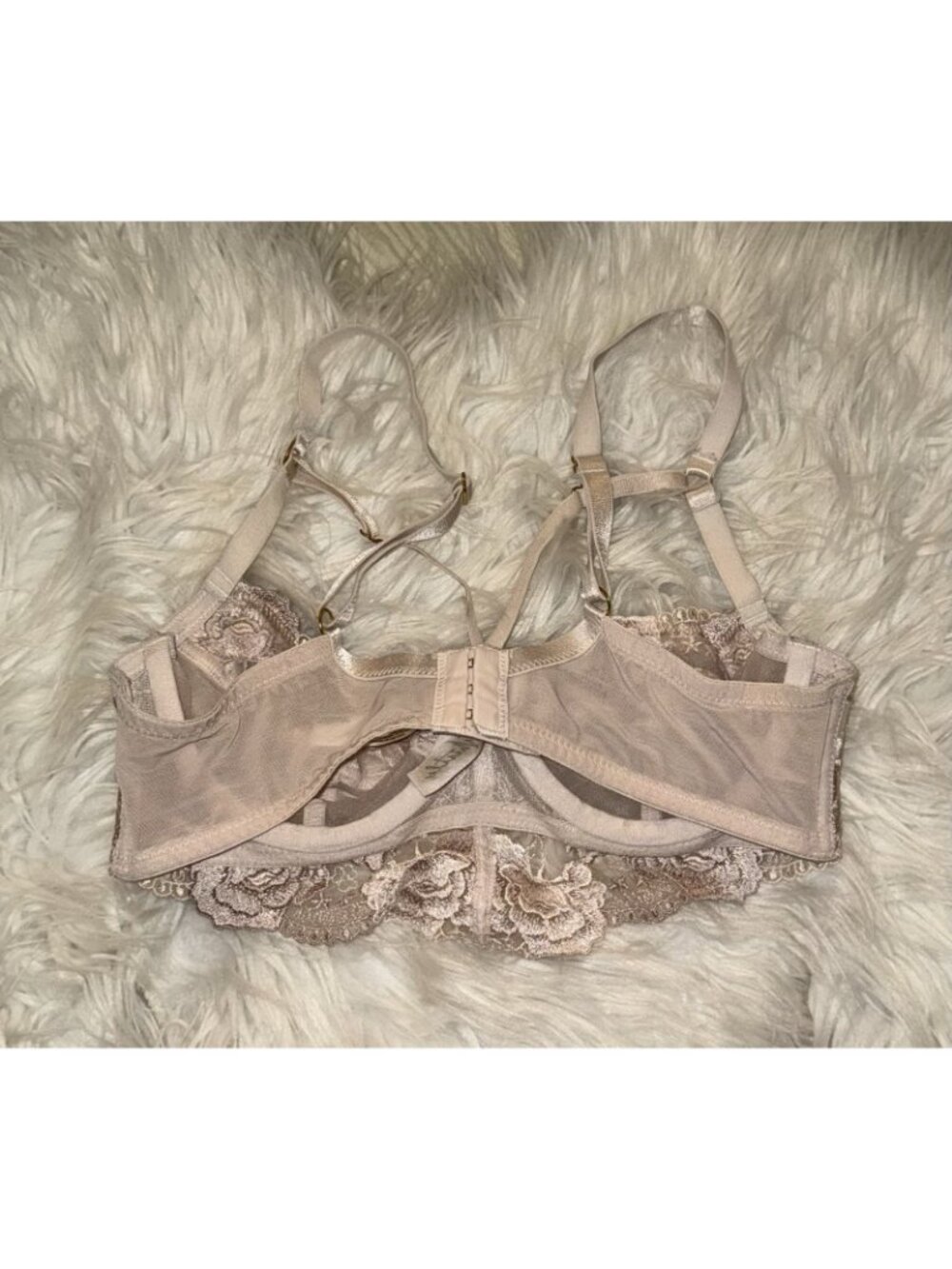 Wolf and Whistle Strappy Cage Bra Embroidered Floral Lace UW Womens 32C Pink - Picture 4 of 6